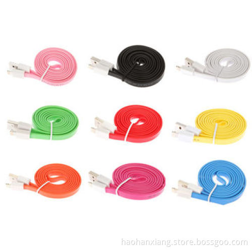 2014 Hot Selling with Ten Colour Flat Female USB to RCA Data Cable for iPhone 5/5S/5C